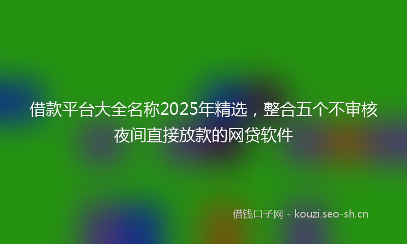借款平台大全名称2025年精选,整合五个不审核夜间直接放款的网贷软件