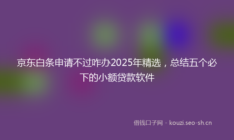 京东白条申请不过咋办2025年精选，总结五个必下的小额贷款软件