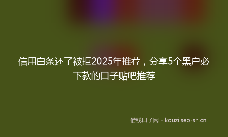 信用白条还了被拒2025年推荐，分享5个黑户必下款的口子贴吧推荐