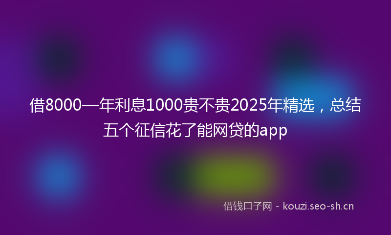 借8000—年利息1000贵不贵2025年精选，总结五个征信花了能网贷的app
