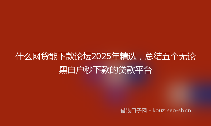 什么网贷能下款论坛2025年精选，总结五个无论黑白户秒下款的贷款平台