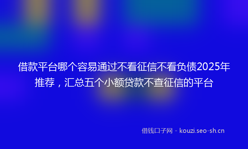 借款平台哪个容易通过不看征信不看负债2025年推荐，汇总五个小额贷款不查征信的平台