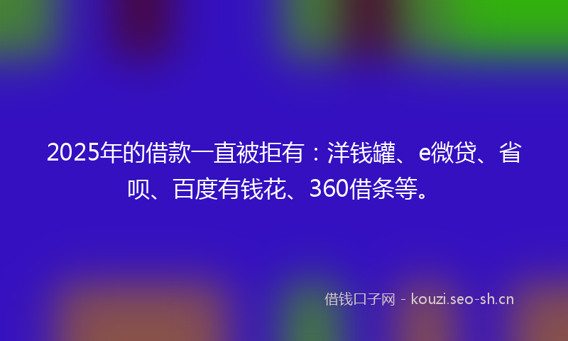 2025年的借款一直被拒有：洋钱罐、e微贷、省呗、百度有钱花、360借条等。