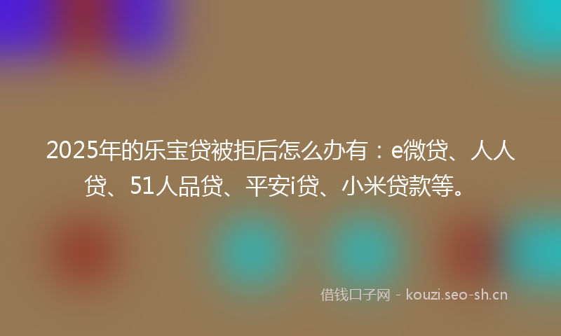 2025年的乐宝贷被拒后怎么办有：e微贷、人人贷、51人品贷、平安i贷、小米贷款等。