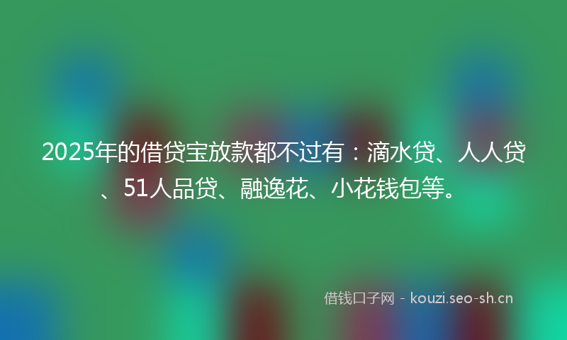 2025年的借贷宝放款都不过有：滴水贷、人人贷、51人品贷、融逸花、小花钱包等。