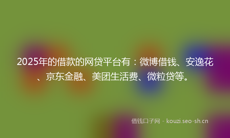 2025年的借款的网贷平台有：微博借钱、安逸花、京东金融、美团生活费、微粒贷等。