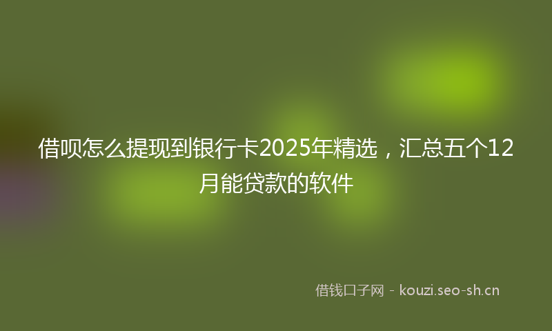 借呗怎么提现到银行卡2025年精选,汇总五个12月能贷款的软件