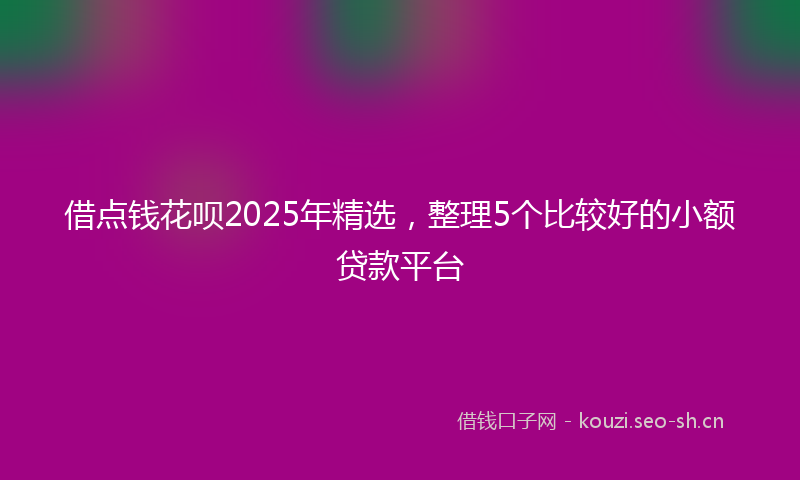 借点钱花呗2025年精选，整理5个比较好的小额贷款平台