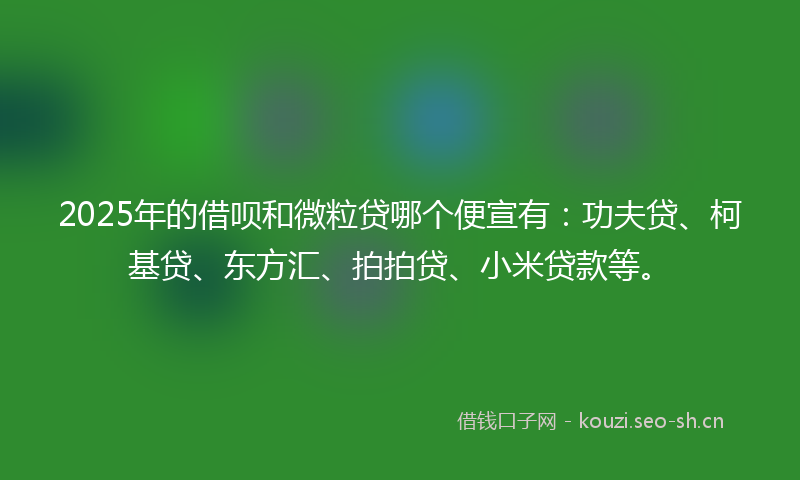 2025年的借呗和微粒贷哪个便宣有:功夫贷、柯基贷、东方汇、拍拍贷、小米贷款等。