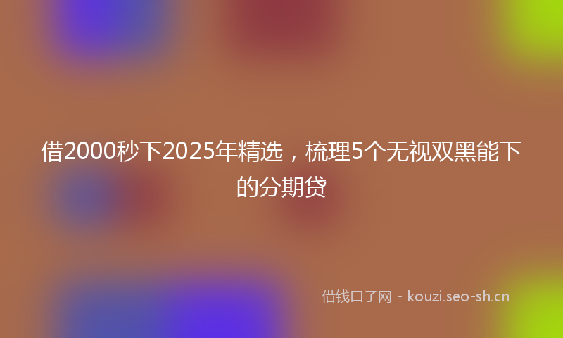 借2000秒下2025年精选，梳理5个无视双黑能下的分期贷