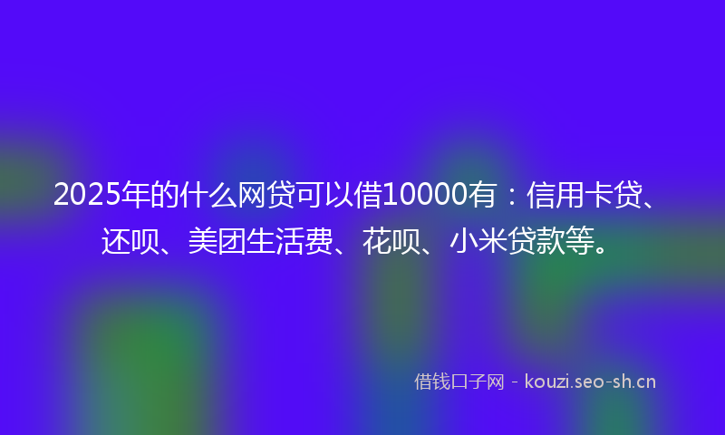 2025年的什么网贷可以借10000有：信用卡贷、还呗、美团生活费、花呗、小米贷款等。