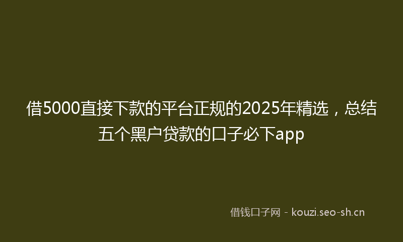 借5000直接下款的平台正规的2025年精选，总结五个黑户贷款的口子必下app