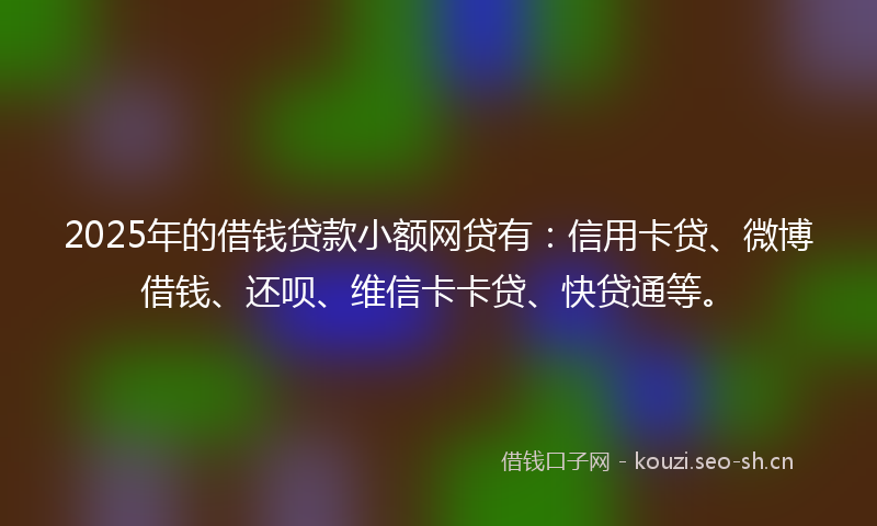 2025年的借钱贷款小额网贷有：信用卡贷、微博借钱、还呗、维信卡卡贷、快贷通等。