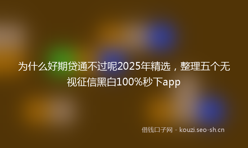 为什么好期贷通不过呢2025年精选，整理五个无视征信黑白100%秒下app