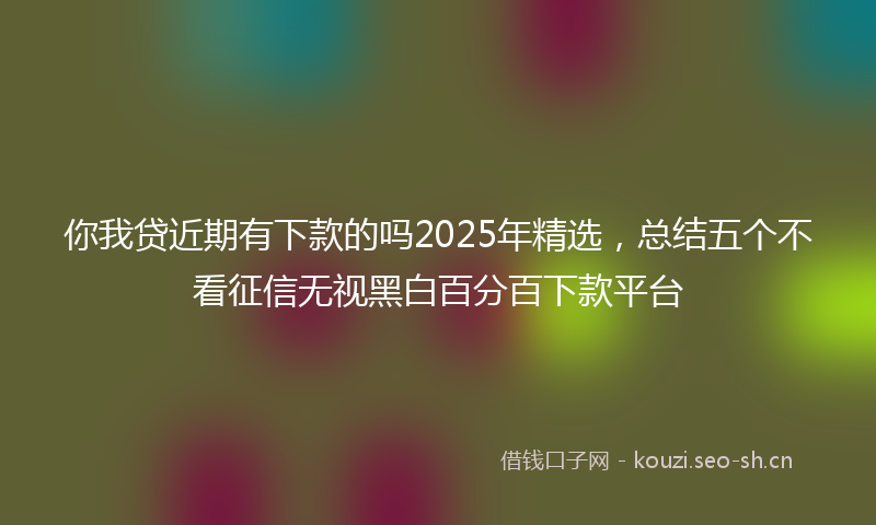 你我贷近期有下款的吗2025年精选，总结五个不看征信无视黑白百分百下款平台