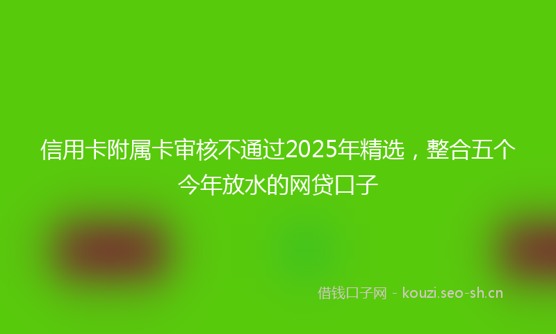 信用卡附属卡审核不通过2025年精选，整合五个今年放水的网贷口子