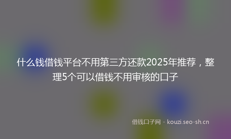 什么钱借钱平台不用第三方还款2025年推荐，整理5个可以借钱不用审核的口子