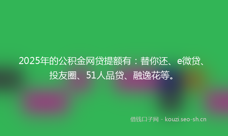 2025年的公积金网贷提额有：替你还、e微贷、投友圈、51人品贷、融逸花等。