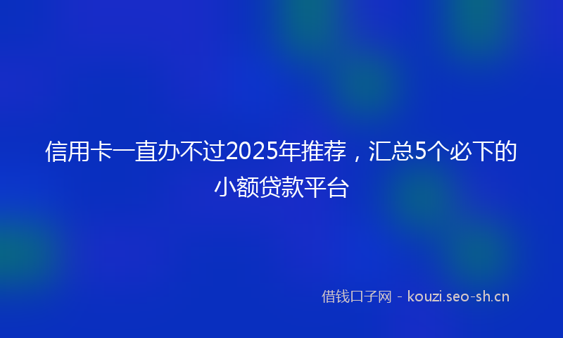 信用卡一直办不过2025年推荐，汇总5个必下的小额贷款平台