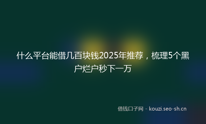 什么平台能借几百块钱2025年推荐,梳理5个黑户烂户秒下一万