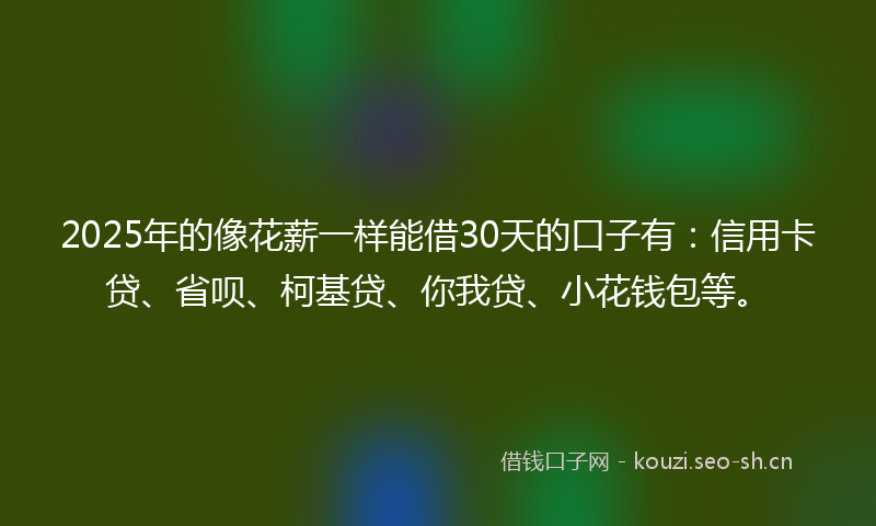 2025年的像花薪一样能借30天的口子有：信用卡贷、省呗、柯基贷、你我贷、小花钱包等。