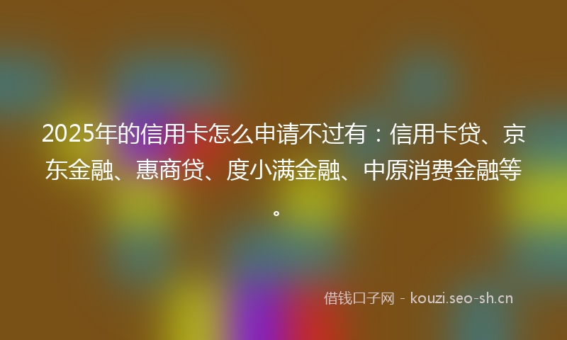 2025年的信用卡怎么申请不过有：信用卡贷、京东金融、惠商贷、度小满金融、中原消费金融等。