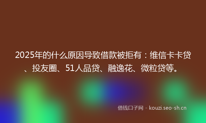 2025年的什么原因导致借款被拒有：维信卡卡贷、投友圈、51人品贷、融逸花、微粒贷等。