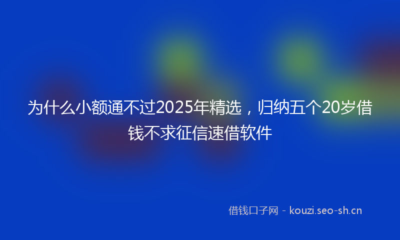 为什么小额通不过2025年精选，归纳五个20岁借钱不求征信速借软件