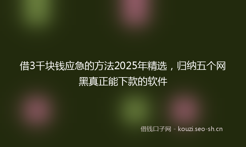 借3千块钱应急的方法2025年精选，归纳五个网黑真正能下款的软件