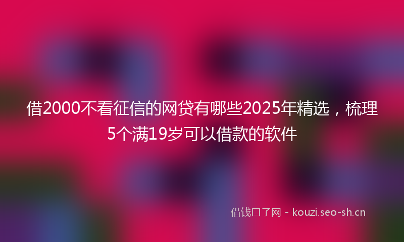 借2000不看征信的网贷有哪些2025年精选，梳理5个满19岁可以借款的软件