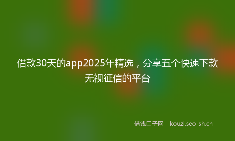 借款30天的app2025年精选,分享五个快速下款无视征信的平台