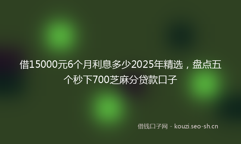 借15000元6个月利息多少2025年精选，盘点五个秒下700芝麻分贷款口子