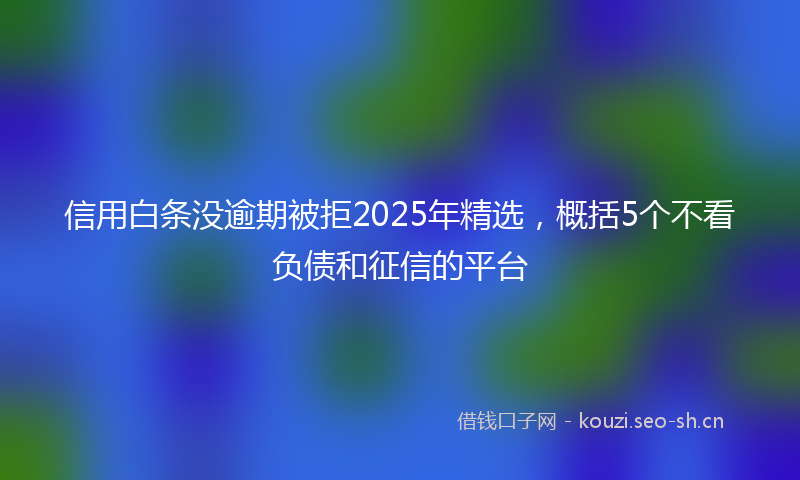 信用白条没逾期被拒2025年精选,概括5个不看负债和征信的平台