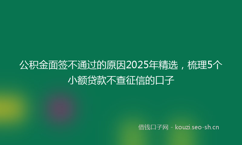 公积金面签不通过的原因2025年精选，梳理5个小额贷款不查征信的口子