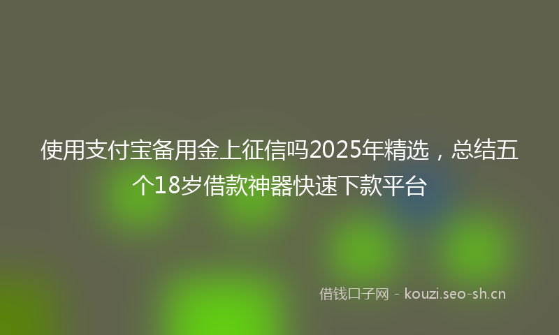 使用支付宝备用金上征信吗2025年精选，总结五个18岁借款神器快速下款平台