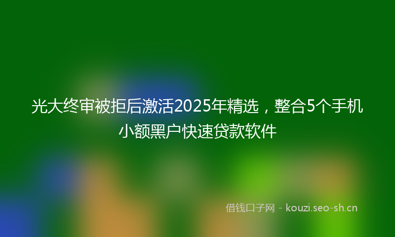 光大终审被拒后激活2025年精选，整合5个手机小额黑户快速贷款软件