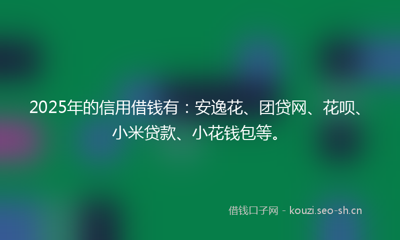 2025年的信用借钱有：安逸花、团贷网、花呗、小米贷款、小花钱包等。