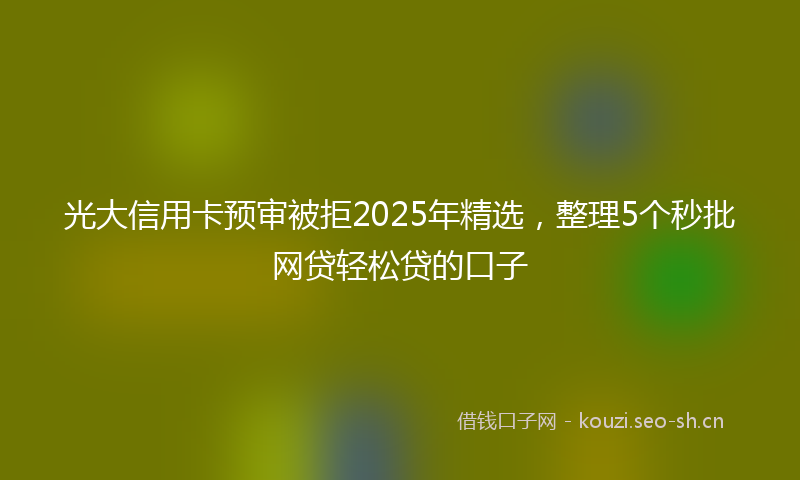 光大信用卡预审被拒2025年精选，整理5个秒批网贷轻松贷的口子