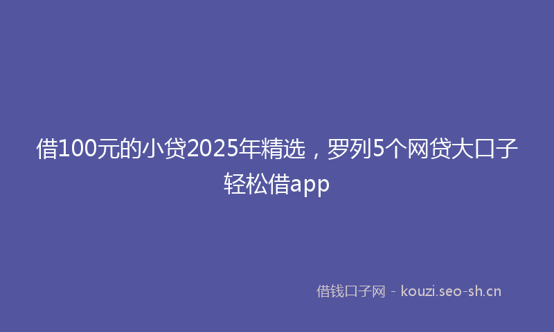 借100元的小贷2025年精选，罗列5个网贷大口子轻松借app
