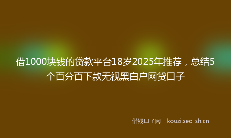 借1000块钱的贷款平台18岁2025年推荐,总结5个百分百下款无视黑白户网贷口子
