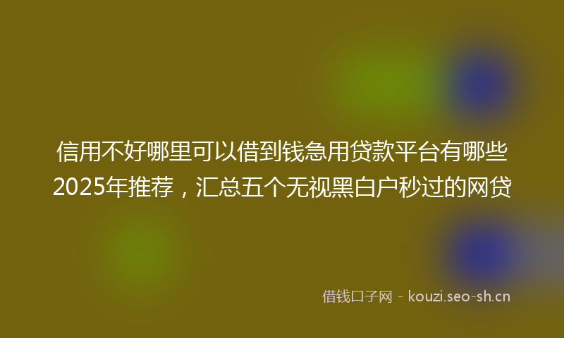 信用不好哪里可以借到钱急用贷款平台有哪些2025年推荐，汇总五个无视黑白户秒过的网贷