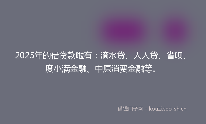 2025年的借贷款啦有：滴水贷、人人贷、省呗、度小满金融、中原消费金融等。
