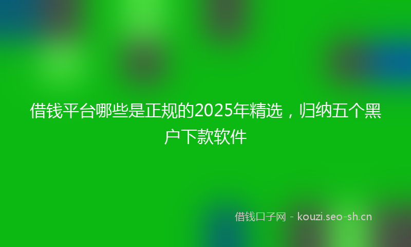 借钱平台哪些是正规的2025年精选，归纳五个黑户下款软件