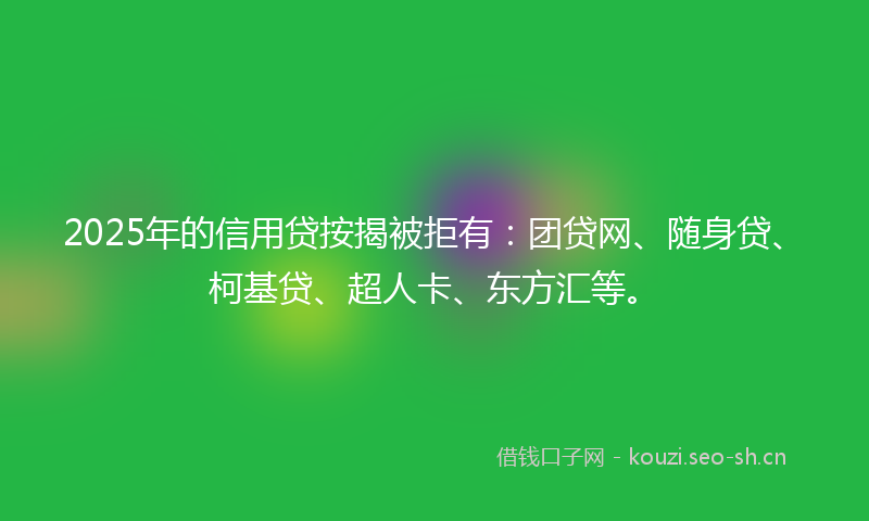 2025年的信用贷按揭被拒有：团贷网、随身贷、柯基贷、超人卡、东方汇等。