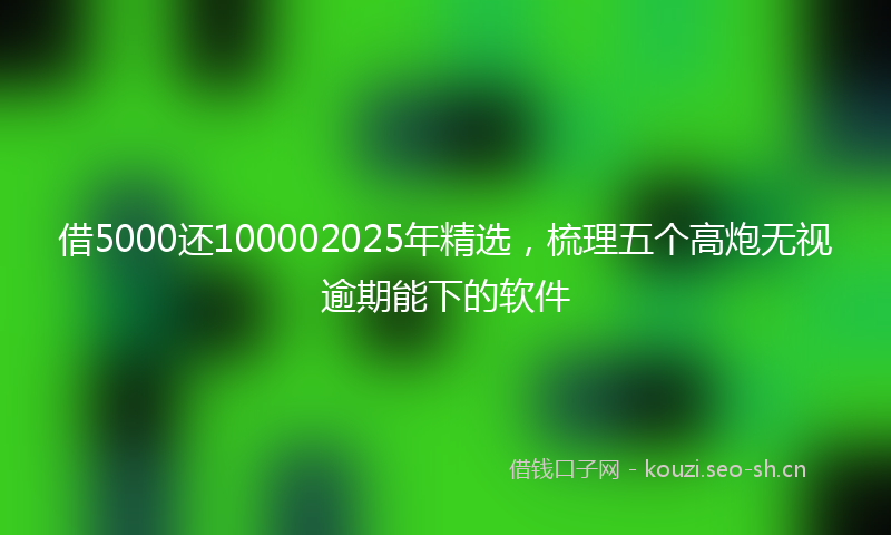 借5000还100002025年精选，梳理五个高炮无视逾期能下的软件