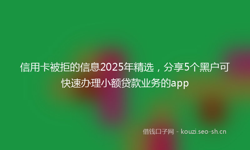信用卡被拒的信息2025年精选,分享5个黑户可快速办理小额贷款业务的app