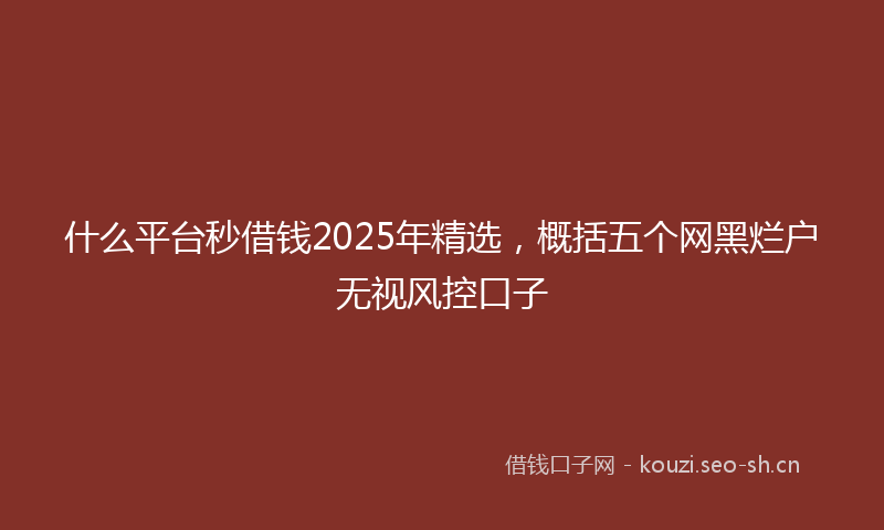 什么平台秒借钱2025年精选，概括五个网黑烂户无视风控口子