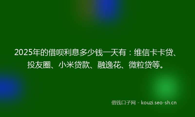 2025年的借呗利息多少钱一天有:维信卡卡贷、投友圈、小米贷款、融逸花、微粒贷等。