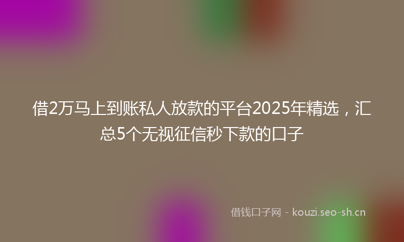 借2万马上到账私人放款的平台2025年精选，汇总5个无视征信秒下款的口子