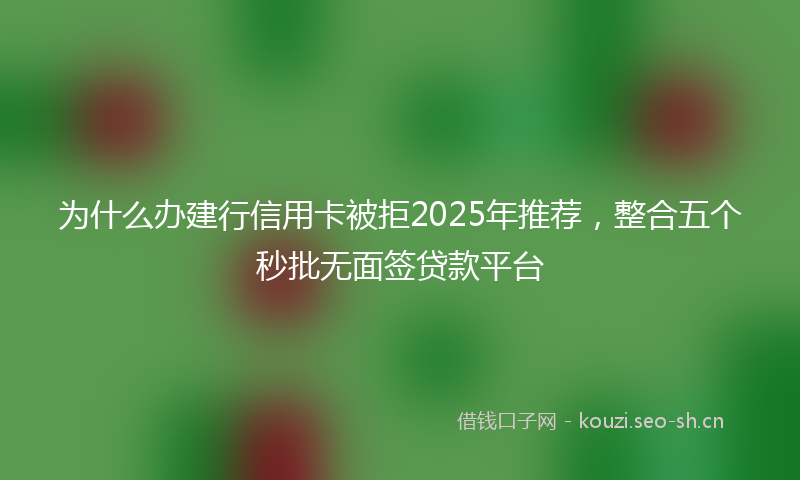 为什么办建行信用卡被拒2025年推荐，整合五个秒批无面签贷款平台